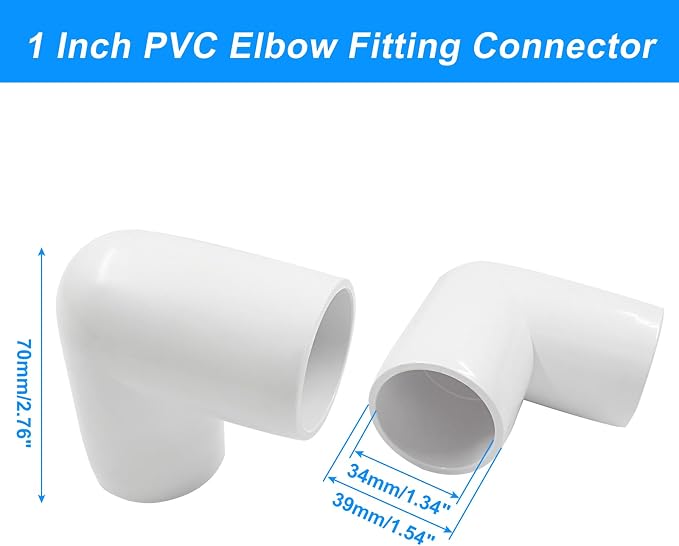 Piutouyar 4 Pcs 1" 90 Degree Right Angle Elbow PVC Pipe Fitting, 2 Way | - Image 2