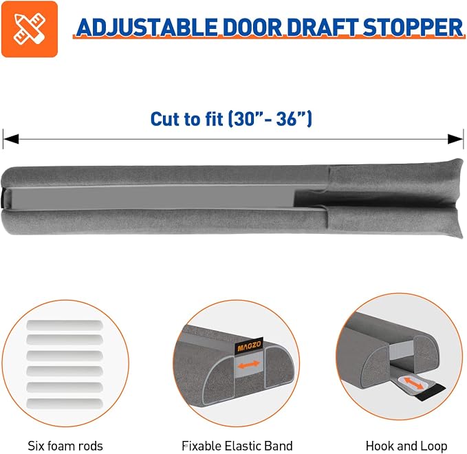 MAGZO Under Door Draft Stopper, 36 Inch Adjustable Door Gap Filler, Dust & - Image 5
