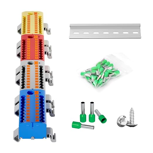 4Pcs KV225G DIN Rail Terminal Blocks, 9-Pole 1 in 18 Out Push-in | 9-Pole 1 in by GUETNEU