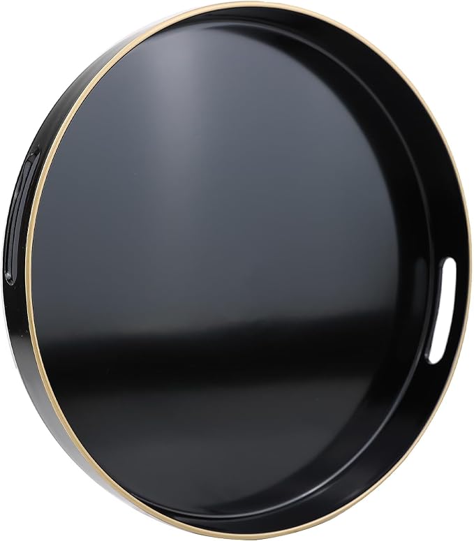 Black Round Decorative Tray - Image 6