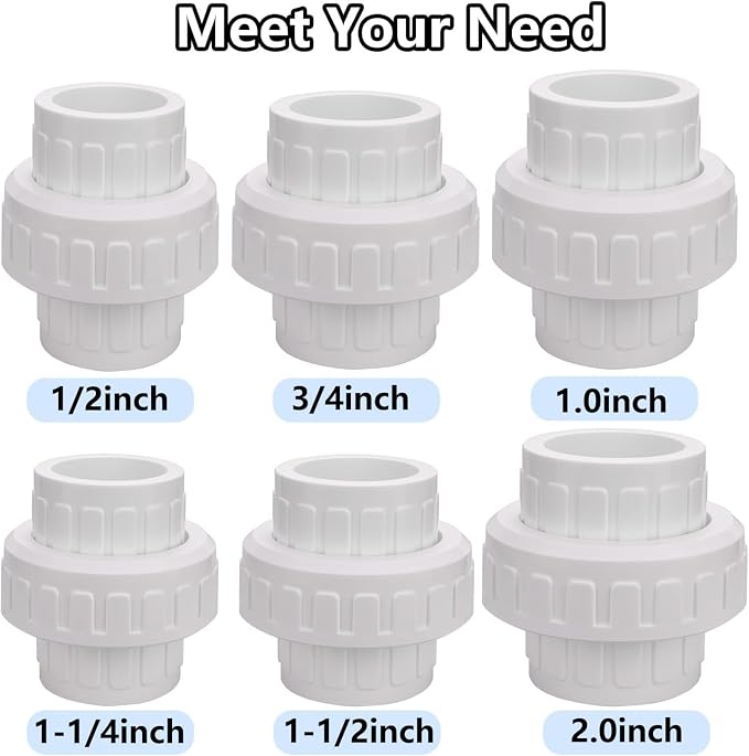 1" PVC Union Coupling Pipe Fitting PVC Adapter Schedule 40, EPDM O-Ring - Image 7
