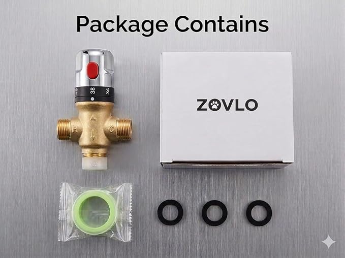 Thermostatic Mixing Valve Shower Mixing Valve 1/2" NPT Solid Brass Hot and Cold - Image 9