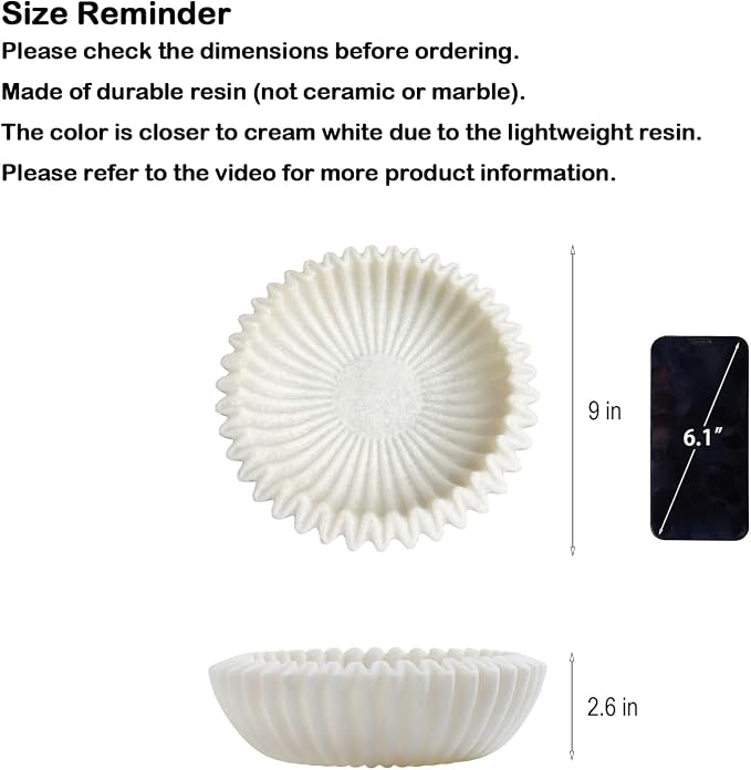 Braxio Decorative Bowl Modern Home Decor – Resin Ruffle Bowl Decorative Catchall - Image 2