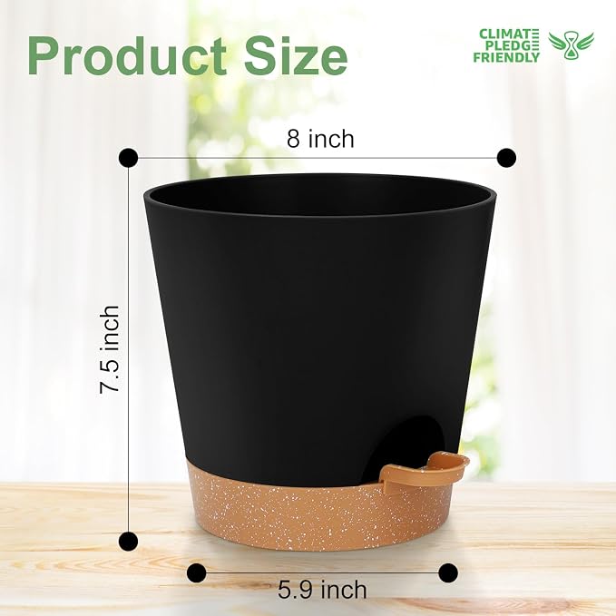 YNNICO 8-Inch Plant Pots, Self-Watering Planters - Image 4