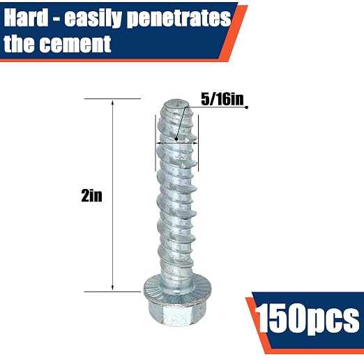 Tandefio 150 Pack 5/16 x 2 Concrete Anchors and Screw Kits Galvanized | Large - Image 2