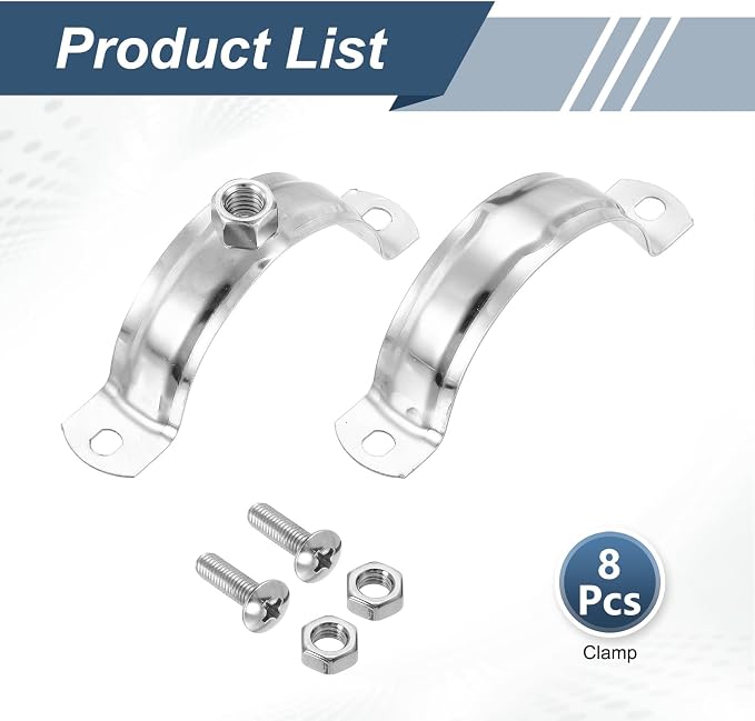 HARFINGTON 8 Pcs Adjustable Pipe Bracket Clamps 2-1/2" Stainless Steel Wall - Image 3