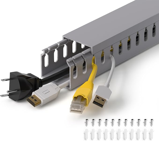1.4"H x 1.6"W Cable Raceway, 12ft Under Desk Wire Management Channel, 4 Pack by ZhiYo
