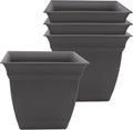 The HC Companies Eclipse Square Planter Pot, 8 Inch, Warm Gray, Attached Saucer by TheHCCompanies
