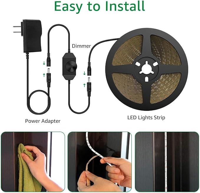 Olafus 16.4ft LED Strip Lights Warm White Dimmable, LED Rope Light Kit 12V - Image 7