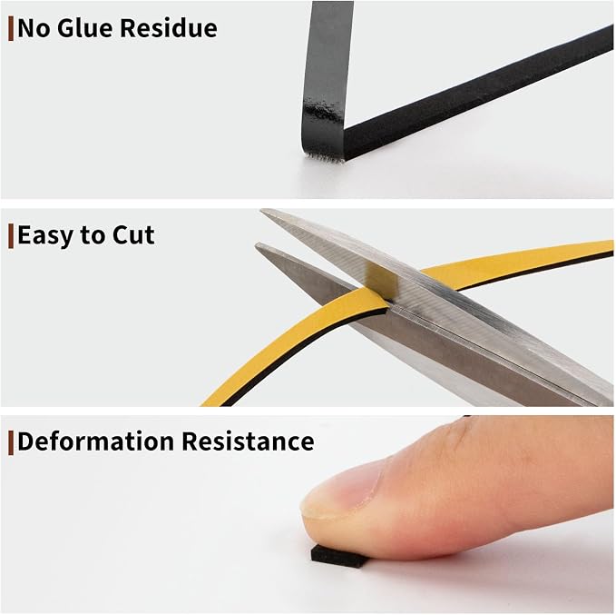 Yotache Weather Stripping 1/4 Inch Wide X 1/16 Inch Thick, 33 Ft | Thin Foam - Image 6