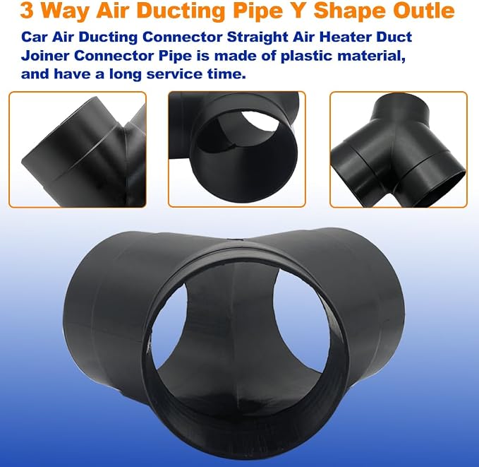 Car Heater Warm Straight 3 Way Air Ducting Pipe 75mm Y Shape Outlet Connector 3 - Image 3
