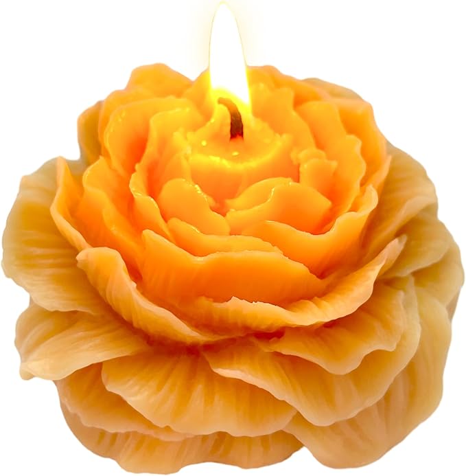 Light-Orange Peony Flower Shape Candles by Peytanger
