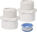 1.5 Inch Male Thread PVC Fittings White 2-Way PVC Pipe Coupling Adapter by JINUYYNA