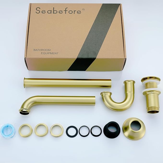 Brass P Trap with Pop Up Drain Stopper, U-Shape 1 1/4 Slip Joint Extension Tub - Image 9