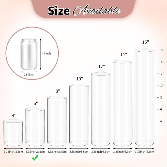 12Pack Glass Cylinder Vases for Centerpieces 6 Inch, Flower Vase for Wedding - Image 4