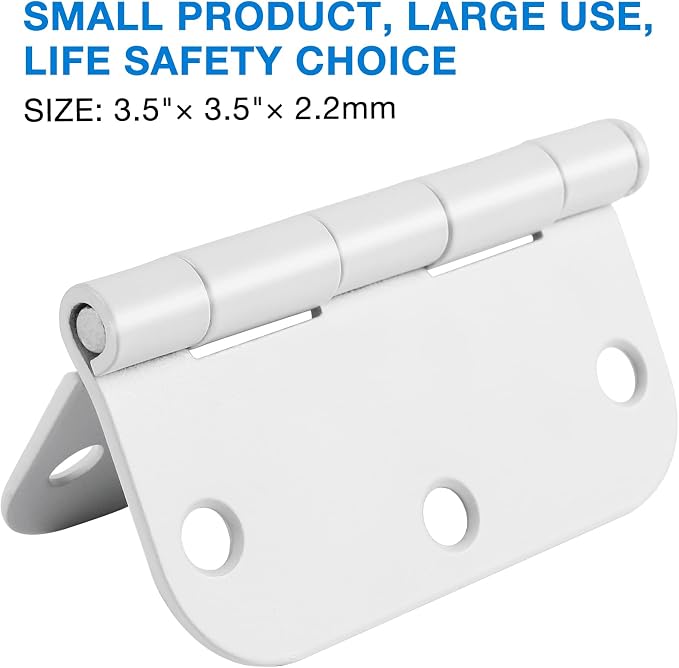 TDCHINGES 3 1/2" Matte White Door Hinges 3.5" 5/8" Radius Rounded 3 Pack | - Image 2
