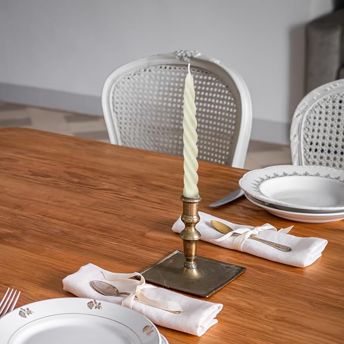 12 PCS Natural Beeswax Spiral Taper Candles, 7 Inch Tall- Off White | Dripless - Image 4