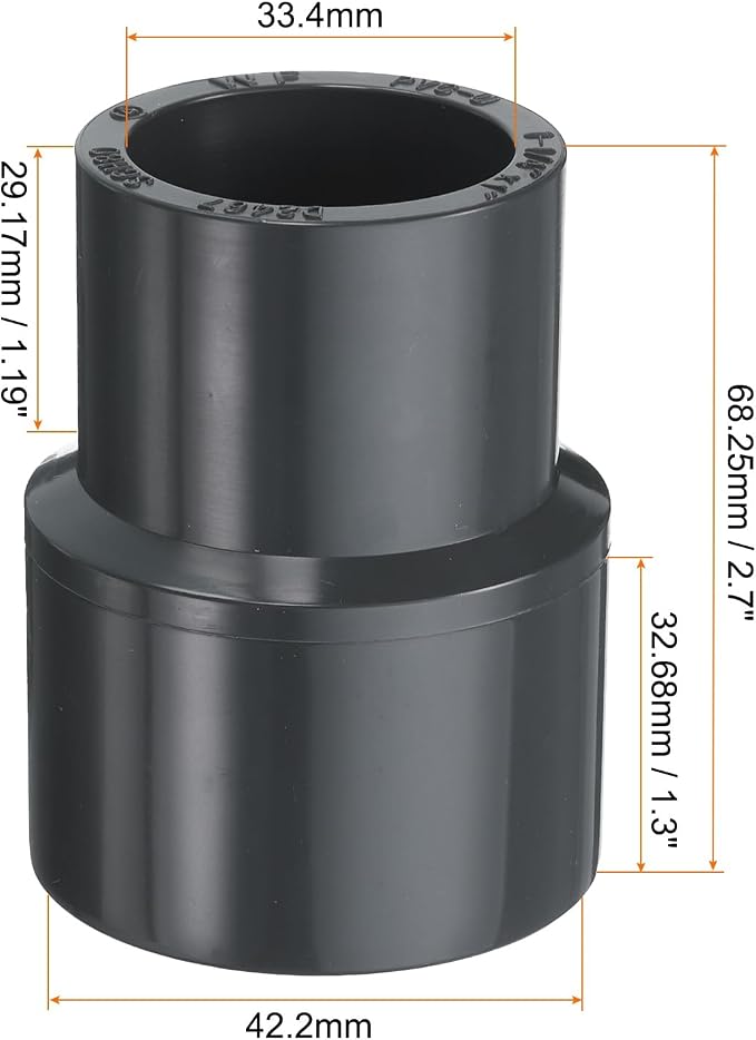 HARFINGTON PVC Reducing Coupling 1-1/4 x 1" Increaser/Reducer Coupling Pipe - Image 2