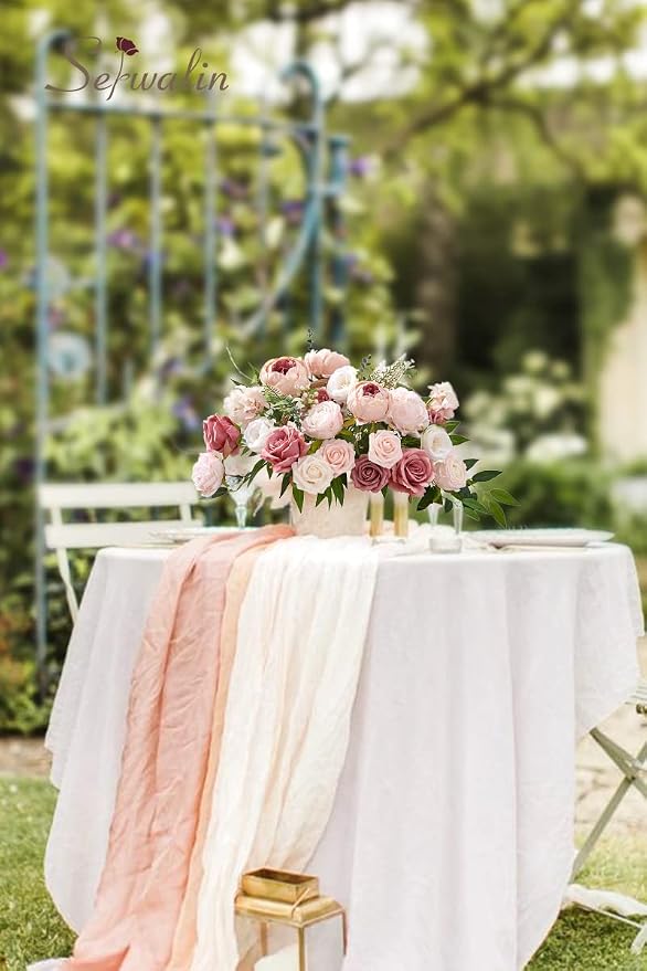 Serwalin 2PCS Artificial Flowers Pink Peonies Silk Flowers - Image 3