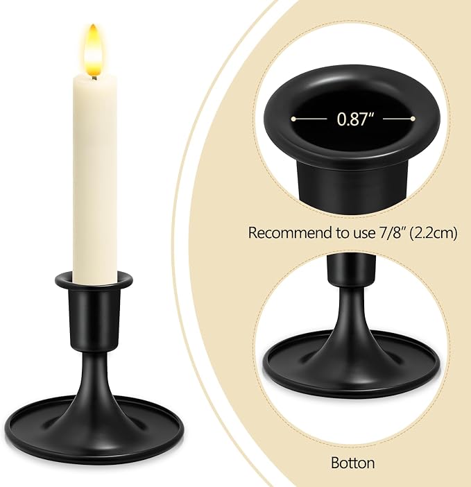 Candlestick Holders 2 PCS Short Metal Taper Candle Holders, KSWING Black Candle - Image 3