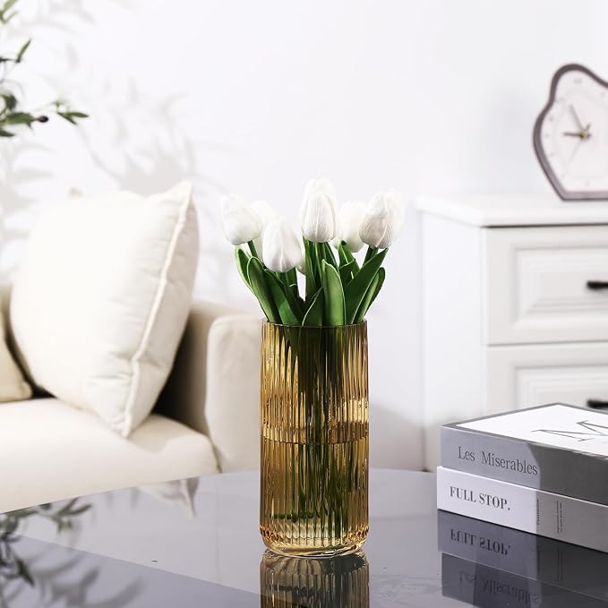 Ribbed Glass Vase, Flower Vases - Image 2