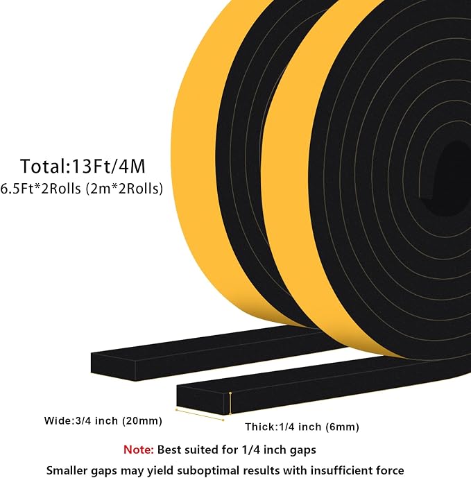 Foam Strips for AC & Doors, Blocks Drafts & Noise, Strong Adhesive | Reduces - Image 6