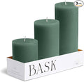 BASK Mottled Dark Green Pillar Candles by BaskCandles
