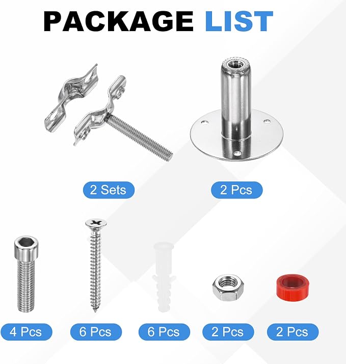 HARFINGTON 2 Set Wall Mount Ceiling Mount Pipe Supports 304 Stainless Steel - Image 3