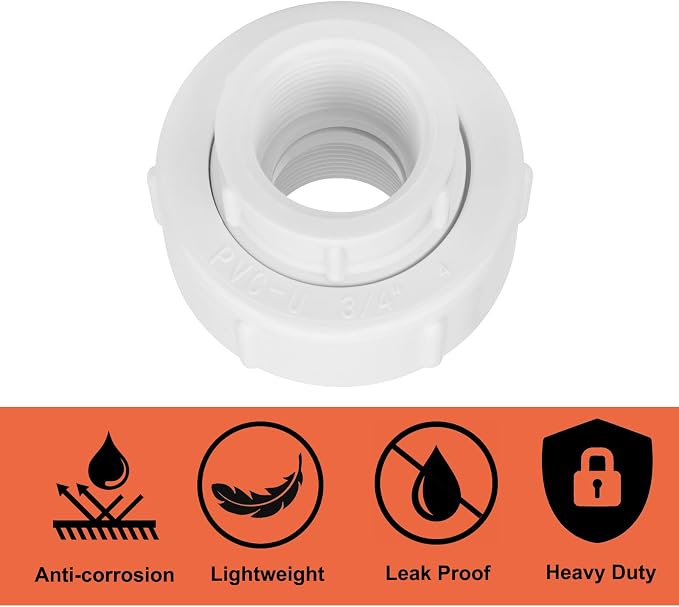 6Pcs 3/4Inch Female Threaded PVC Union Coupling Pipe Fitting 3/4'' PVC FNPT - Image 4