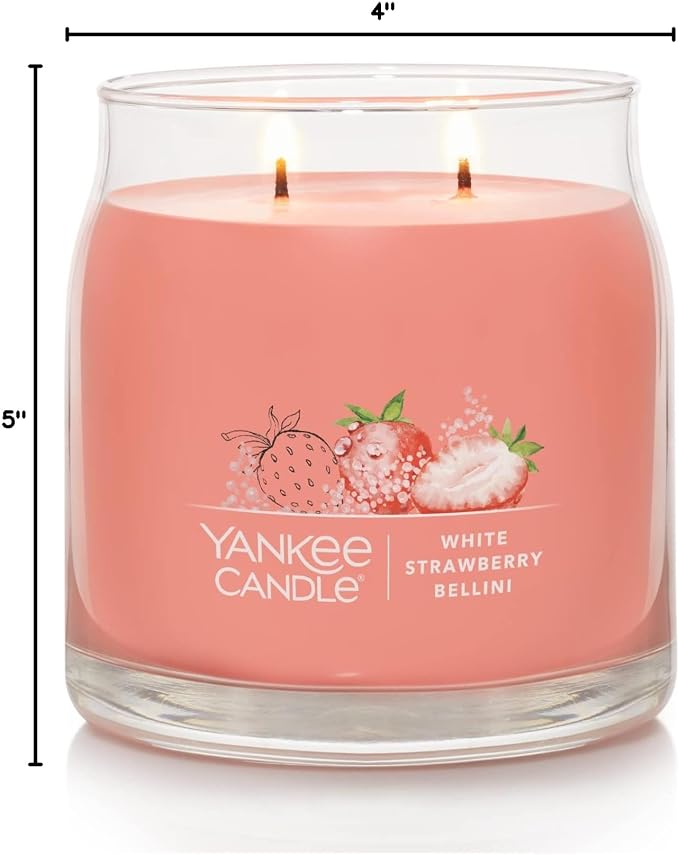 Yankee Candle White Strawberry Bellini Scented Signature 13oz Medium Jar 2-Wick - Image 5