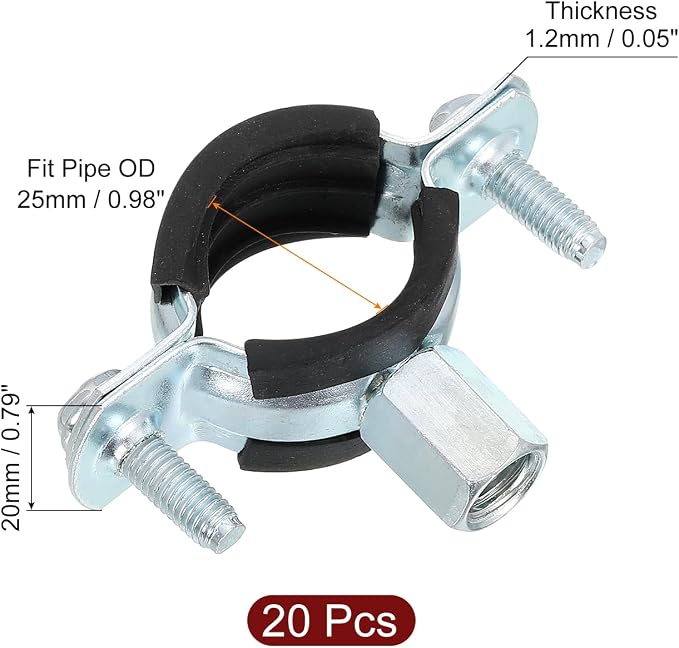 uxcell 20 Pcs Adjustable Pipe Bracket Clamp - Image 2
