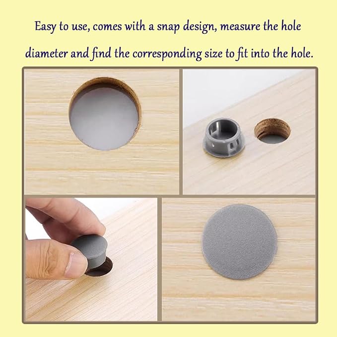 275Pcs 8 Sizes Plastic Hole Plugs Recessed Grey Round Hole Plugs 3/16" 5/16" - Image 4