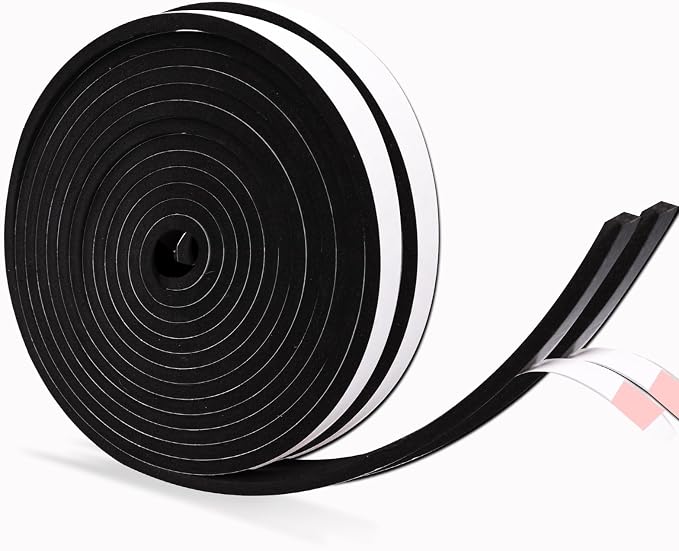 1/2 Inch Wide x 1/4 Inch Thick Foam Weather Stripping Black, Single Sided Foam by Unknown