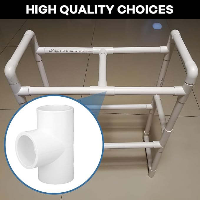 12-Packs 3/4 inch Tee PVC Fitting 3 Way Furniture Grade Pipe Elbow Connector - Image 7