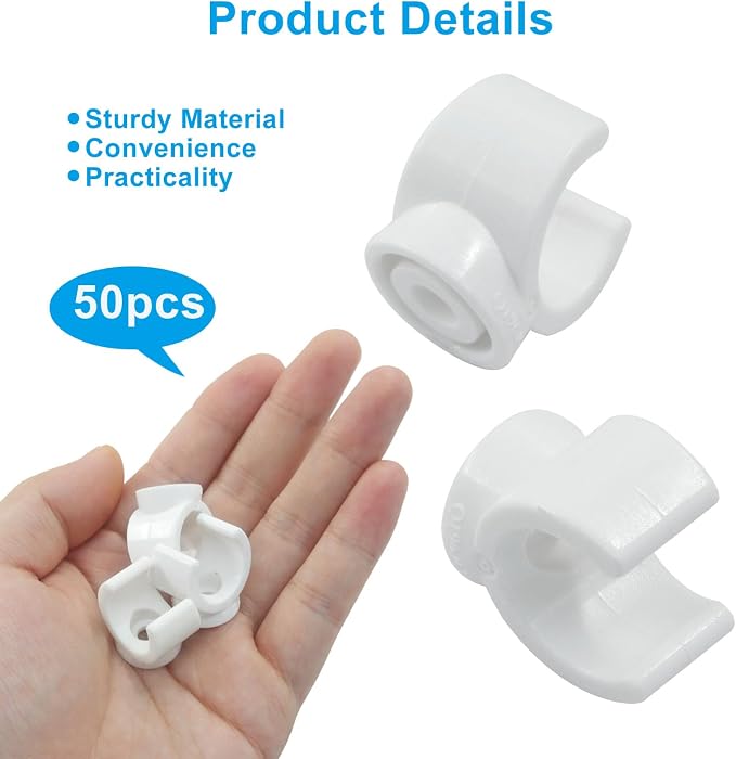 50 Pack 1/2 Inch Pipe Clamp, 16mm U-Shaped | Plastic PEX Clips, Pipe Hangers - Image 3
