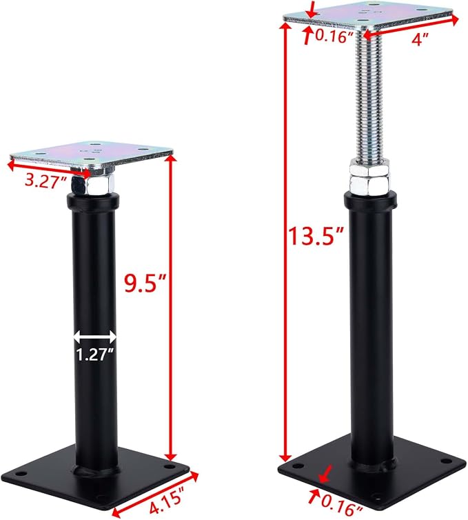 4-Pack Adjustment Floor Jack Post Floor Jack Lift Supports 9.5-13.5 Inch - Image 2