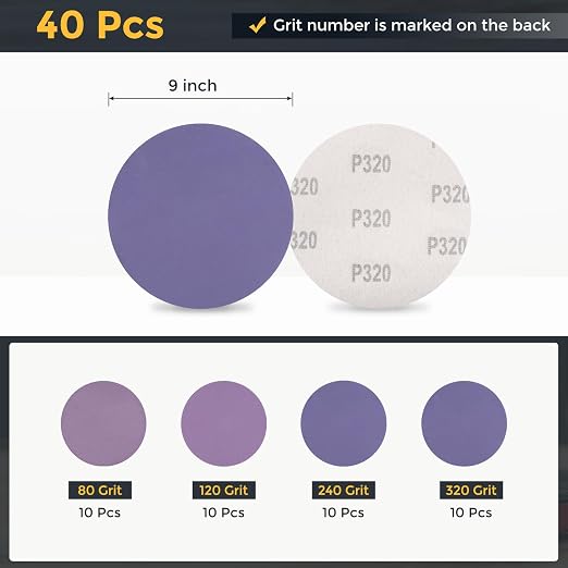 HARFINGTON 40Pcs 5Inch Sanding Disc Hook & Loop Purple Aluminum Oxide | - Image 2