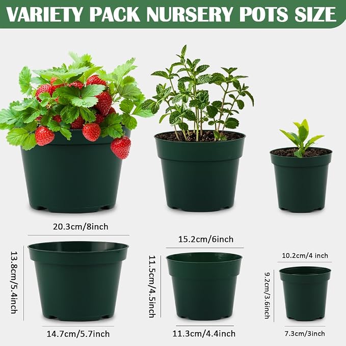 RooTrimmer 15 Pack 4/6/8 Inch Plant Nursery Pots, Sturdy Plant Pots - Image 2