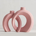 Set of 2 Pink Ceramic Vases for Home Decor Accents by Jonronboci