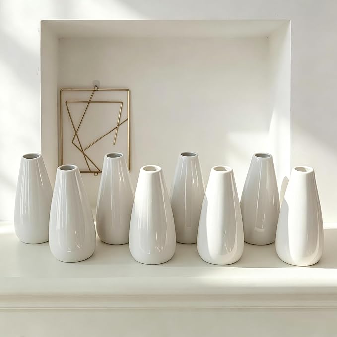 Modern White Ceramic Vase Set of 16 - Image 2