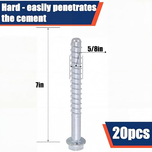 Tandefio 20 Pack 5/8 x 7 Concrete Anchors and Screw Kits Galvanized | Large - Image 2