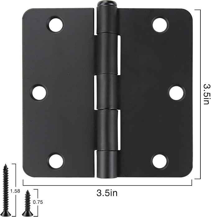 Matte Black Door Hinges 3.5" 24 Pack Rounded - Image 2