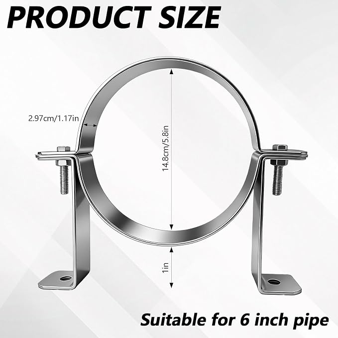 2 Pcs 5.8 Inch B Vent Wall Strap Round Gas Vent Pipe Strap, B Vent Wall Bracket - Image 2