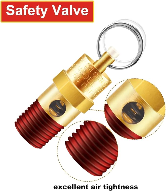 2 Pieces 1/4'' Male NPT Air Compressor Pressure Relief Valve Brass Safety Valve - Image 3