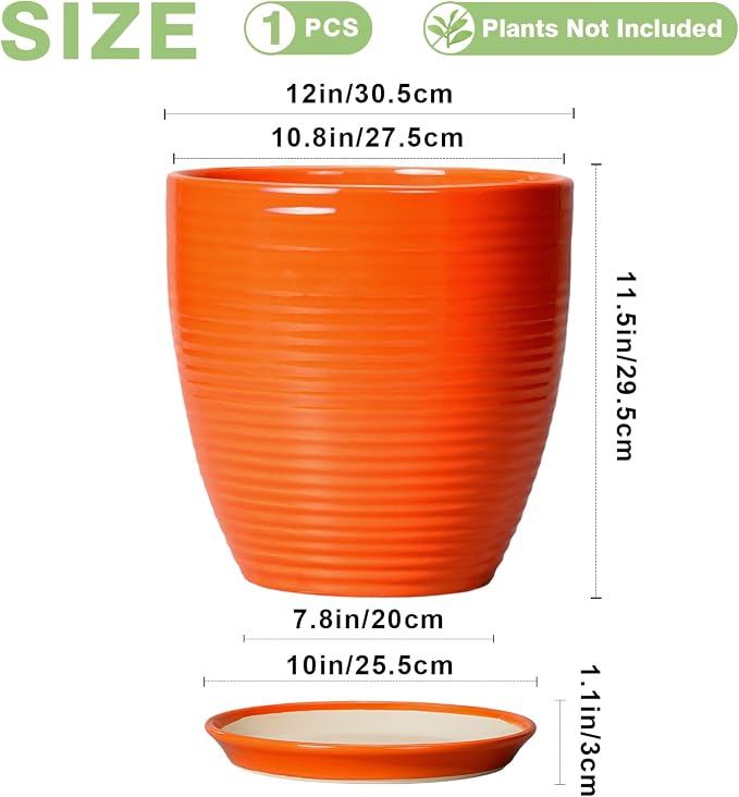 12 Inch Plant Pot, Ceramic Planters - Image 3