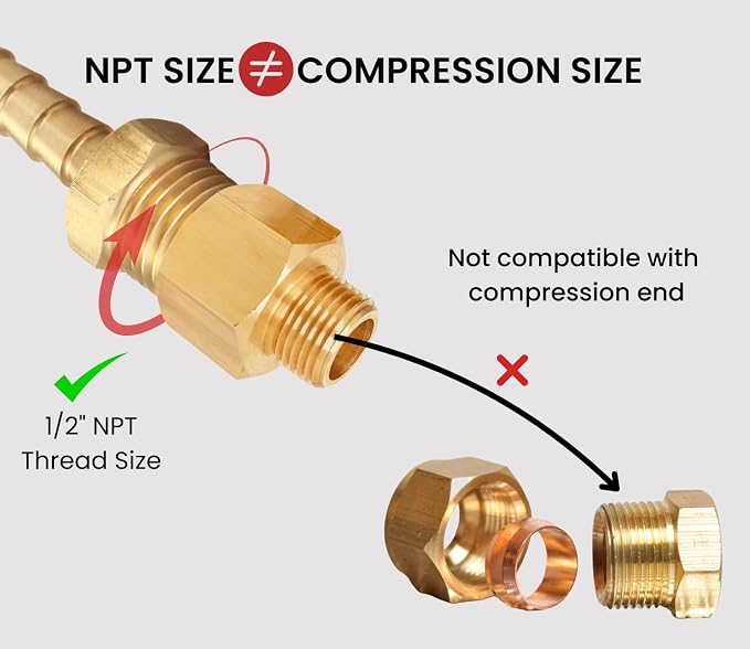 1/2 Inch NPT Female x 3/8 Inch NPT Male, Brass Reducer | to, Adapter Extension - Image 4
