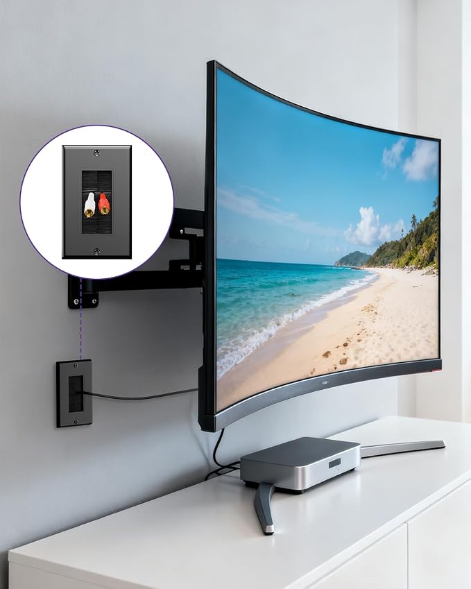VCE Single Gang Brush Wall Plate Low Voltage Cable Pass Through Black, 5PK | - Image 2