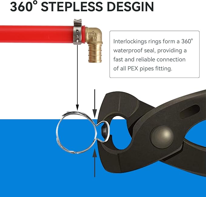 3/4 Inch PEX Cinch Clamp Rings, 100 Pack Stainless Steel Crimp Ring | - Image 4