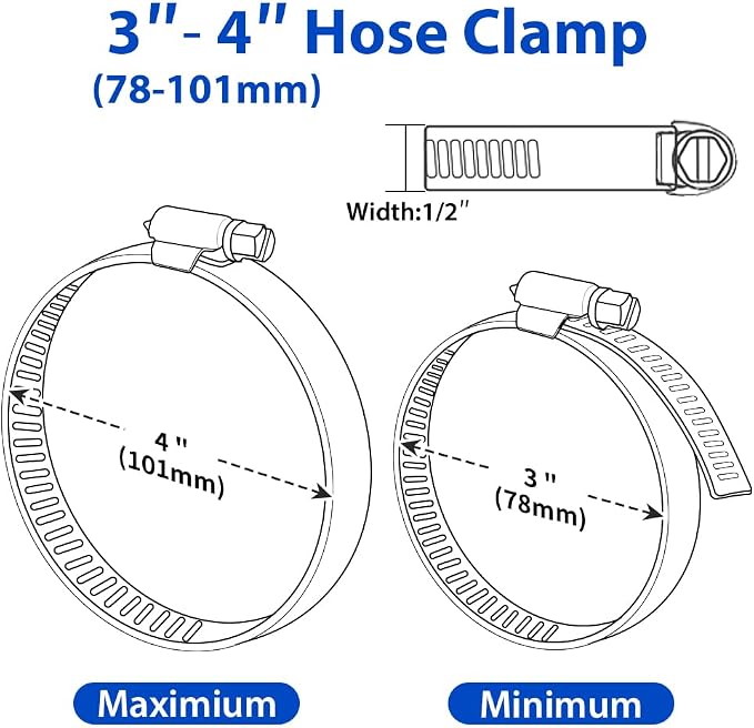 4 Inch Hose Clamp, 10 Pack Stainless Steel Hose Clamps - Image 2