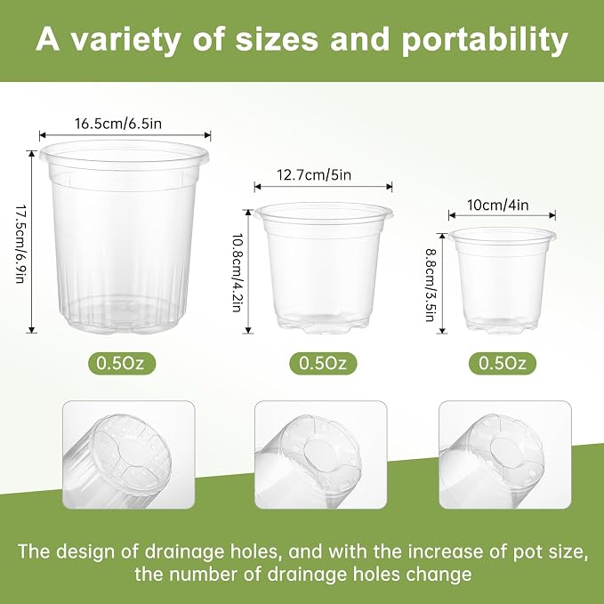 30 Pack 6.5/5/4 In Clear Nursery Plant Pots - Image 4